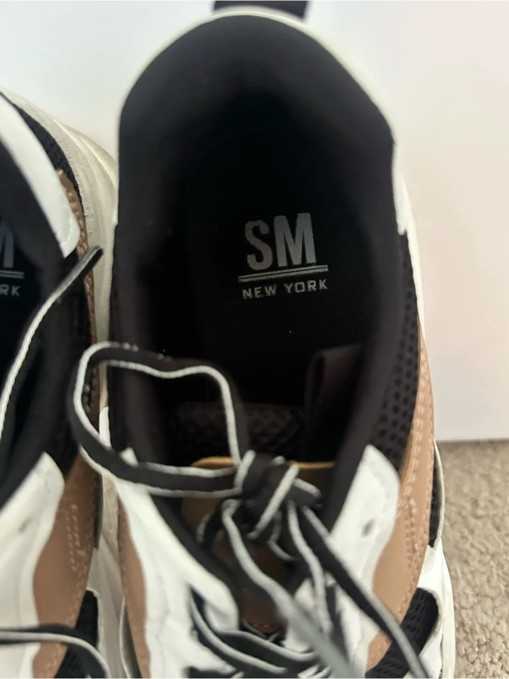 SM New York White, Black & Brown Women's Chunky Sneakers